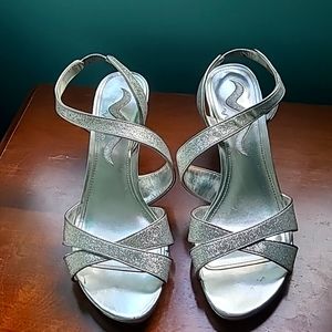 Sparkly silver sandals